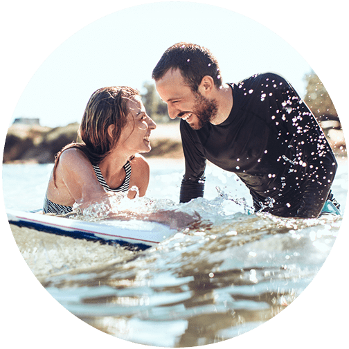 Couple surfing confident that they have enough in insurance should either of them get hurt